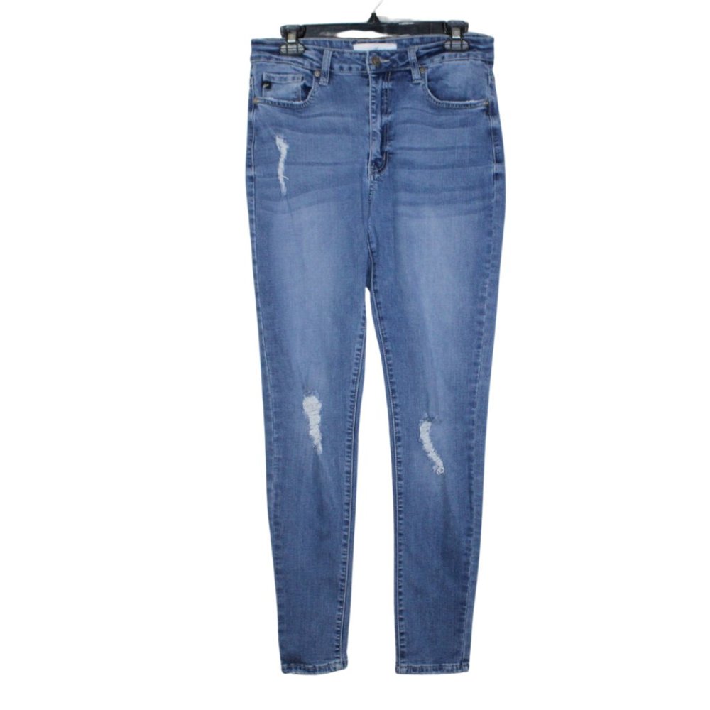 KanCan womens jeans size 11 light wash high rise stretch skinny leg distressed - Picture 2 of 10